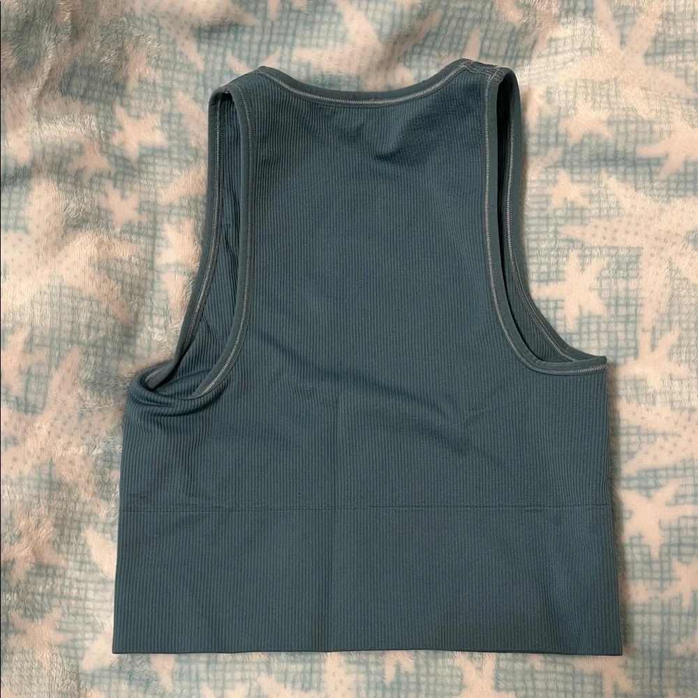 Athleta Blue Ribbed Top - Picture 3 of 4